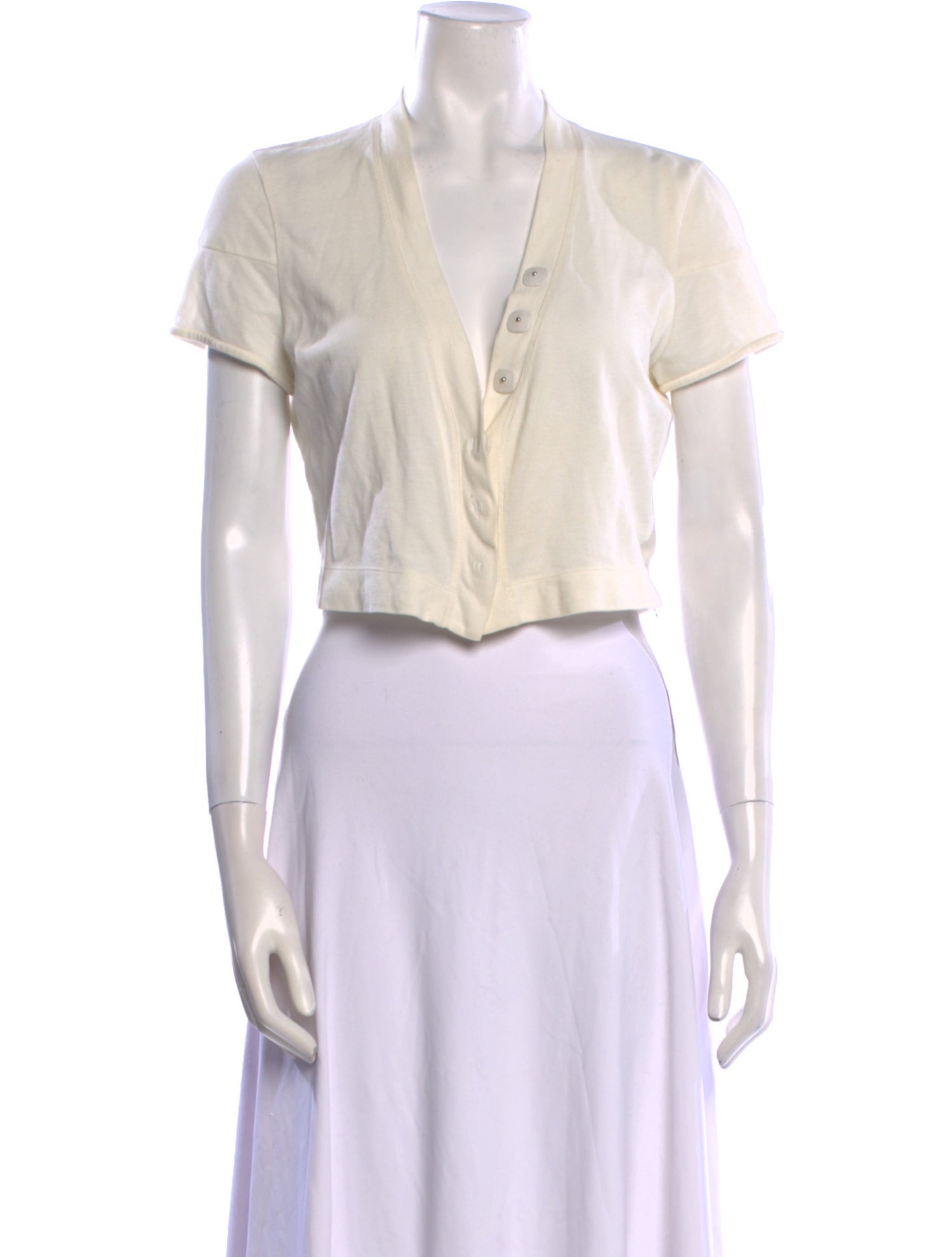 Brunello Cucinelli V-Neck Short Sleeve Crop Top